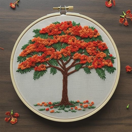 Flame Tree Hand Embroidery Pattern PDF - Etsy