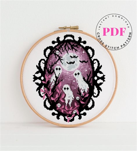 Ghost Cross Stitch Pattern Spooky Ghost Embroidery Digital Format - PDF - Etsy