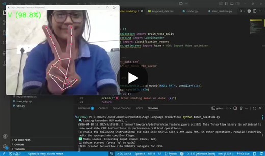 #deeplearning #machinelearning #ai #computervision #python #tensorflow #opencv #signlanguagerecognition #accessibility #neuralnetworks #innovation #techforgood #artificialintelligence… | Ruchi Dhapola