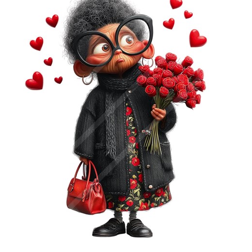 Funny Old Black Lady Clipart | 19 PNG Valentine Granny Illustrations | Floral Heart Art | Elderly Woman Graphics | Digital Download - Etsy