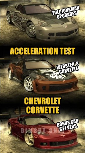 ACCELERATION TEST 🔥 Chevrolet Corvette - NFS Most Wanted #shorts #nfsmw #nfs #nfsmostwanted