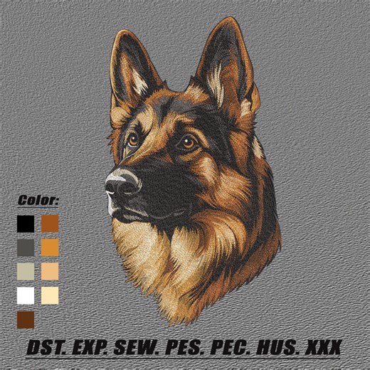 German Shepherd Dog Embroidery Design (instant Download, Machine File). EXP. DST. PES - Etsy