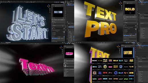 TextPro – Blenderで複数装飾やプリセットから様々なデザインされたテキストを簡単に作成出来るアドオン｜3DCG最新情報サイト MODELING HAPPY