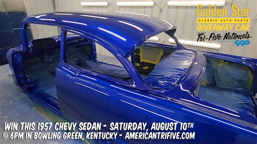 7.4K views · 98 reactions | The 2024 Golden Star Classic Auto Parts giveaway car is taking shape at Woody's Hot Rodz in Bright, Indiana. Covered in PPG products thanks to KOI Auto Parts and PPG, this 57 will be won by a lucky participant at the Tri-Five Nationals presented by Classic Performance Products, Inc this August. Are you feeling lucky this year? | The Tri-Five Nationals presented by CPP | Facebook