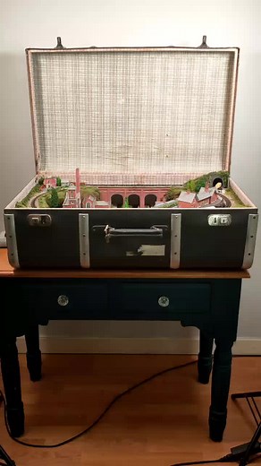 bespoke working Trainsets housed in vintage suitcases ❤️💼🚂 #trainlover #miniatureartist #fyp #modelmaker #craftbusinessuk #arttok #christmas