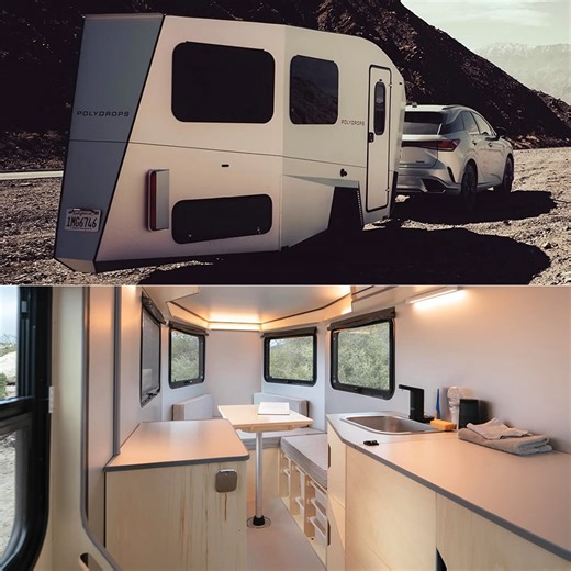 Polydrops P21 Off-Grid Travel Trailer Boasts Wedge Design, 1300W Solar Charging System