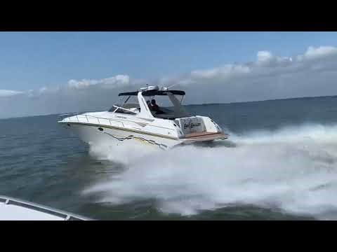 Ripping down the bay in our 38 Fountain Express Cruiser!