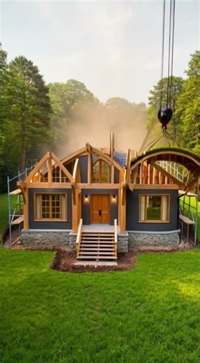 From Ruined Forest Ruins to Beautiful Modern Hobbit House in 9 Seconds! 🔥 AI Timelapse