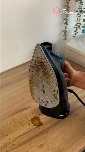 Iron Cleaning Trick Using Mineral Water ✨💧 #easy #iron #cleaningtrick