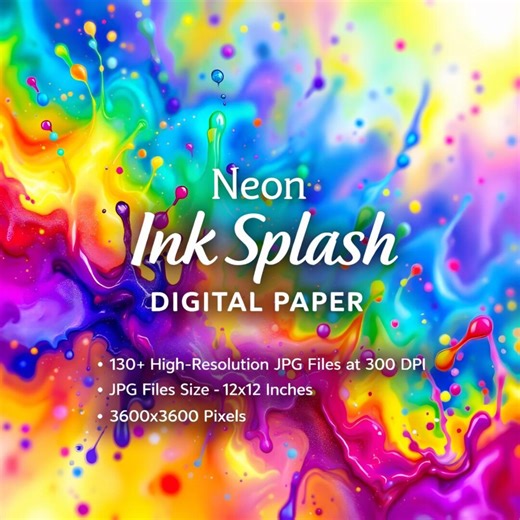 Neon Ink Splash Digital Paper Bundle With 130  Colorful Abstract Backgrounds for Scrapbooking Sublimation Crafts - Etsy