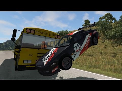 Sopir Ngantuk - Kecelakaan Mobil Balap Ngebut Tabrak Bus Dan Truck Jatuh Kejurang - Animasi/Kartun