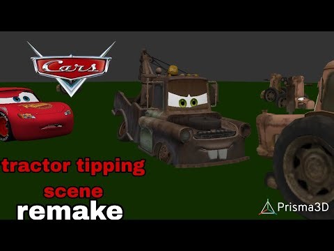 Tractor tipping scene from cars remake
