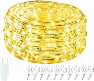 Vigdur LED Rope Lights Outdoor - 18ft Warm White Rope Lights Waterproof with Connectable Clear Plastic Tube, Flexible LED Tube Lights for Garden, Patio, Pool, Bedroom, Party (216 LEDs)