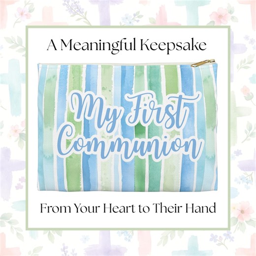 My First Communion Zipper Pouch | Watercolor Rosary Case, Keepsake Gift - Etsy