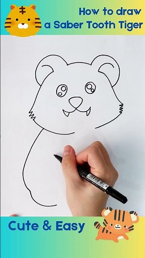 How to Draw a Saber Tooth Tiger - Easy Step by Step Tutorial! #HowToDraw #SaberToothTiger #Drawing