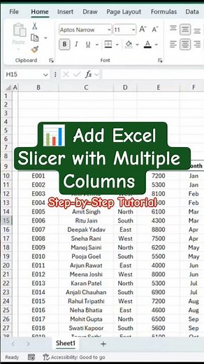 Add Excel Slicer with Multiple Columns #ytshorts #excel #shorts