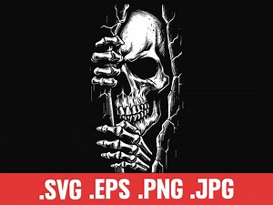 Peeking Skull Vector Art: Creepy Skeleton Clipart (digital Download) - Etsy