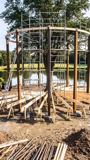 Building a Circular Treehouse Around a Giant Tree 🌳Amazing Construction Process
