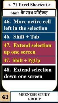 Excel Class 43 // Excel Shortcut // Basic Excel // Tricks Excel // Excel Basic to advance #MSExcel