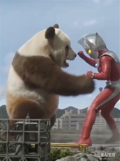 Panda vs. Ultraman: When Cuteness Goes Kaiju-Level! 🐼💥 #AIGenerated Chaos