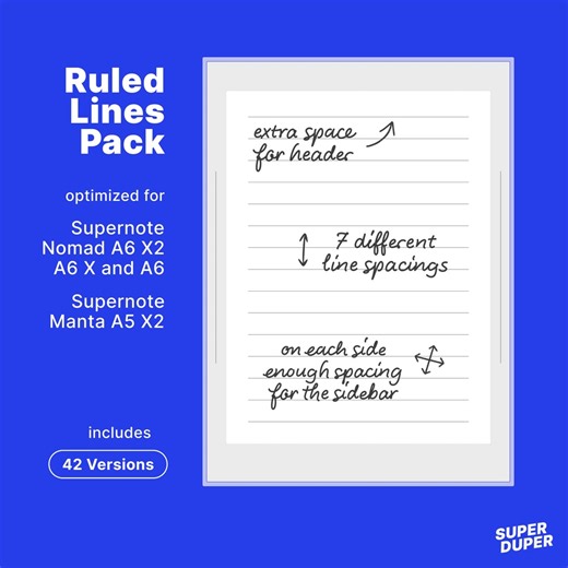 Ruled Lines Template Pack for Supernote (A6X2 / A6X / A6 / A5X2) - Etsy