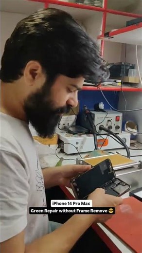 iPhone 14 Pro Max green issue fix without display frame remove connect to repair details in profile