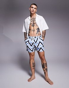 South Beach chevron swim short in blue | ASOS