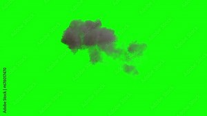 Massive explosion with smoke and fire at 4k resolution on green screen, slow motion and regular speed included. Perfect for a military or destruction or disaster scene