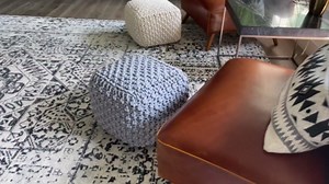 BIRDROCK HOME Square Pouf Ottoman | Cotton Braided Foot Stool with Bean Bag Filling | Boho Foot Rest for Living Room, Bedroom | Compact & Comfortable Seating, Lightweight & Sturdy | Dusty Rose