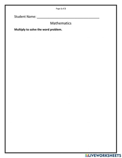 Word Problem - Multiply and Divide worksheet