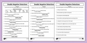Third Grade Double Negative Detectives Differentiated Worksheet