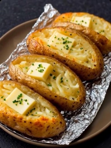 Baked Potato. This is the fastest way to make baked potatoes, ready in minutes. It's crispy on the outside, perfectly cooked and fluffy on the inside. | Favorite Skinny Recipes