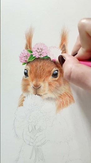 From Eyes to Life ✨ Realistic Squirrel Drawing with Colored Pencils