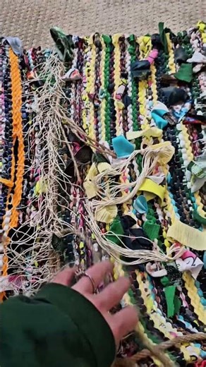 Rag Rug Floor Loom Result #shorts #weaving #upcycleideas #craft #Sanrio #handmade