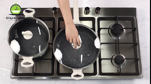 Clockitchen Nonstick Cookware Set - 7 PCS Granite Pots and Pans for Healthy Cooking, Easy to Clean, Scratch-resistant Coating, Suitable for All Stoves