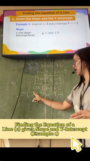 Finding the Equation of a Line (b) given Slope and Y-Intercept (Example 1) #mathematics #Math8 #mathtutor #mathlesson #mathematician #MathTinik #mathskills #mathisfun #revisedkto12curriculum #mathteacher #MaamPagayon | Mommy Eiram MiniVlog