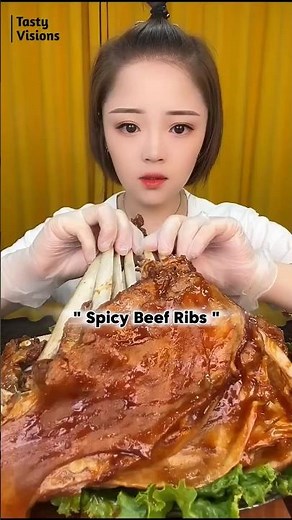 🌶️ Spicy ASMR Ribs Challenge 🔥 | Super Crunchy & Juicy Eating Sounds 😋 | So Satisfying!