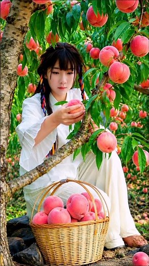 Beautiful nature with rural life 🍑🍒🥭 –harvest fresh fruits in the summer 🍒🍇🍑 #fruit #shorts #yummy
