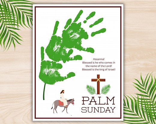 Palm Sunday Handprint Art Craft, Printable Palm Sunday Craft, Easter Story Sunday School Activity, Toddlers Kids Bible Lesson Activity - Etsy