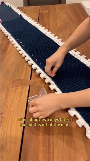 lets block my knitting project! the very first scarf I ever made 🤍🧶🫧 #knitting #knit
