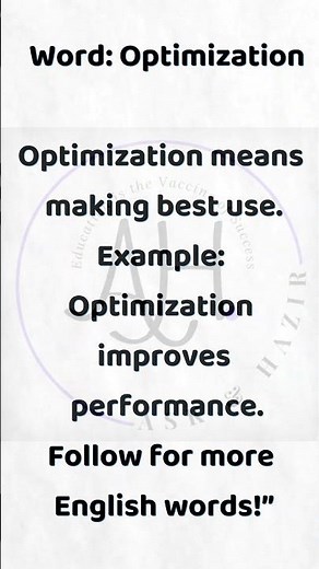 Optimization Means | English Vocabulary Words #optimization