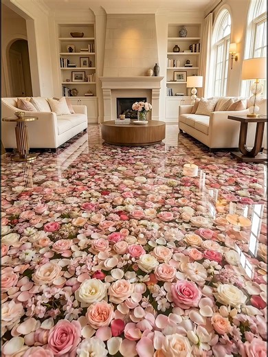 A floral resin floor that looks unreal — built step by step, for real. 🌸✨ #EpoxyFloor #ResinFloor