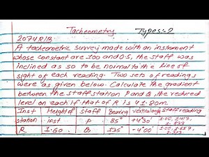 Types:2 | Tacheometry | Surveying | Prashant YT | BE/Diploma Civil | 3rdSem/5thSem | Engineering |