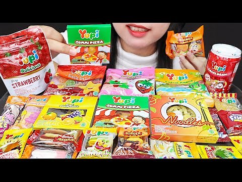 ASMR YUPI GUMMY JELLY CANDY 🍕 PIZZA, BURGER, FRIES, CALCI BEAN, BOLICIOUS, NOODLES, SANDWICH, MANGO