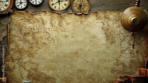 Exploring the beauty of ancient maps and books in a cozy study setting Stock Video