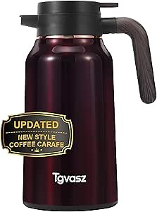 Thermal Coffee Carafe 70 oz - 36 Hour Hot Stainless Steel Carafes for Hot Liquids-Insulated Coffee Carafes For Keeping Hot/Cold Coffee, Tea, Water, Drink Dispenser for Parties(Black)