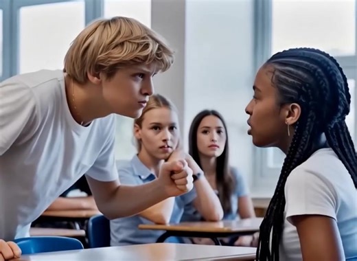 The bully tries to drag the new student out of the classroom. What she did next surprised everyone… 😱 Lucas Martin, the most intimidating boy at school, walks toward Sarah Dupont, the only Black girl in the class. He tries to drag her out while shouting that she doesn’t belong here. Everyone watches, but she doesn’t cry, doesn’t run away, doesn’t even flinch. It was time for the fourth math class. The air in the classroom felt charged, as if something important was about to happen. All eyes tur