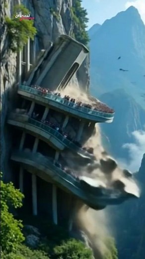 INSANE Cliff Collapse Caught on Camera! 😱 | Tourists Flee as Platform Falls into the Abyss