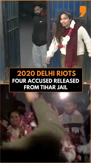 2020 Delhi riots case accused Shifa Ur Rehman, Meeran Haider, Mohd. Saleem Khan, and Gulfisha Fatima were released from of Tihar Jail on Tuesday after Delhi’s Karkardooma Court order. Visuals from the prison showed the four coming out after completing release formalities, as family members and supporters waited outside. The court’s order brought an end to their incarceration in the case linked to the violence that broke out in northeast Delhi in February 2020, which left more than 50 people dead