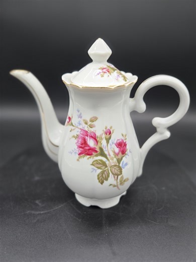 Vintage Porcelain Mini Coffee Pot – Floral Rose Pattern, Gold Trim – Cottage Tea Decor - Etsy